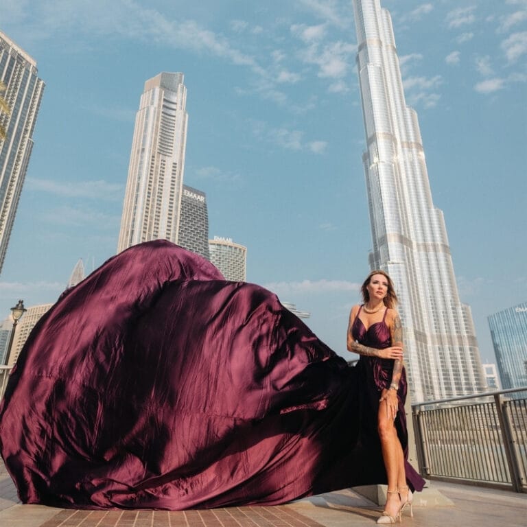 Best locations for a flying dress photoshoot in Dubai